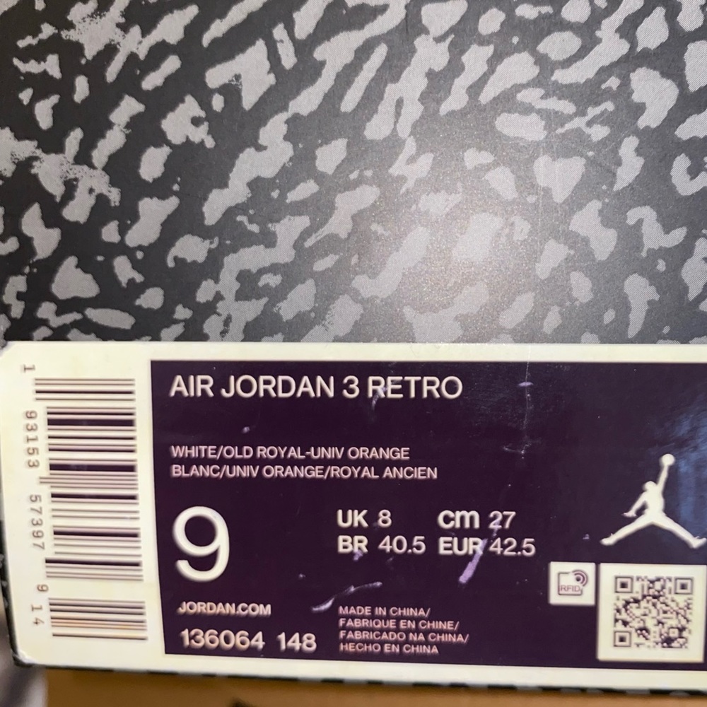 Nike Air Jordan 3 Retro ‘Knicks’ Mens Sz 9 New - Picture 7 of 7
